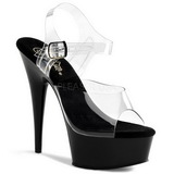 Transparent Schwarz 15 cm Pleaser DELIGHT-608 Plateau High Heels