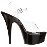 Transparent Schwarz 15 cm Pleaser DELIGHT-608 Plateau High Heels