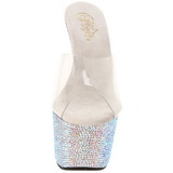 Transparent Silber 18 cm BEJEWELED-701DM Strass Plateau Mules