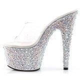 Transparent Silber 18 cm BEJEWELED-701MS Strass Plateau Mules