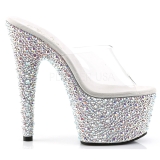 Transparent Silber 18 cm BEJEWELED-701MS Strass Plateau Mules