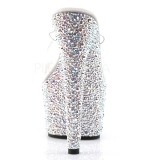 Transparent Silber 18 cm BEJEWELED-701MS Strass Plateau Mules