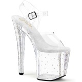 Transparent rhinestones platform 19 cm 708RS-01 pleaser high heels sandals