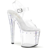 Transparente high heels 19 cm 708RS-02 strass plateau high heels