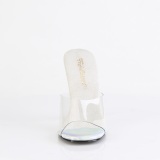 Transparente mules 11,5 cm GALA-01DML silberne strass high heels mules