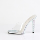 Transparente mules 11,5 cm GALA-01DML silberne strass high heels mules