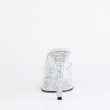 Transparente mules 11,5 cm GALA-01DML silberne strass high heels mules