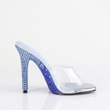 Transparente mules 11,5 cm GALA-01DMM Blaue strass high heels mules