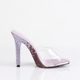 Transparente mules 11,5 cm GALA-01DMM Lavendel strass high heels mules