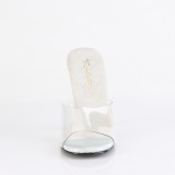 Transparente mules 11,5 cm GALA-01DSP silberne strass high heels mules