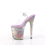 Transparente plateau 20 cm FLAMINGO Lavendel high heels sandaletten