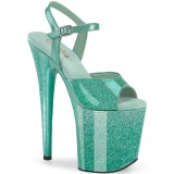 Türkis 20 cm FLAMINGO-809GP glitter plateau high heels sandaletten