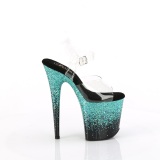 Türkis 20 cm FLAMINGO glitter plateau high heels sandaletten