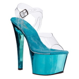 Türkis Transparent 18 cm SKY-308 Plateau High Heels