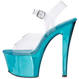 Türkis Transparent 18 cm SKY-308 Plateau High Heels