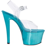 Türkis Transparent 18 cm SKY-308 Plateau High Heels