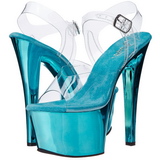 Türkis Transparent 18 cm SKY-308 Plateau High Heels