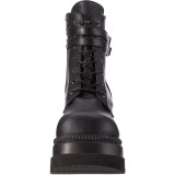 Vegan 11,5 cm SHAKER-52 DemoniaCult wedge plateauboots schwarz