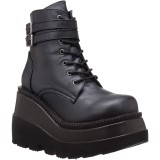 Vegan 11,5 cm SHAKER-52 DemoniaCult wedge plateauboots schwarz