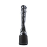 Vegan 14,5 cm MEGA-602 cyberpunk kniehohe plateaustiefel herren schwarz