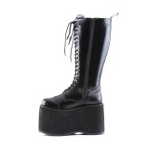 Vegan 14,5 cm MEGA-602 cyberpunk kniehohe plateaustiefel herren schwarz