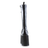 Vegan 14,5 cm MEGA-602 cyberpunk kniehohe plateaustiefel herren schwarz