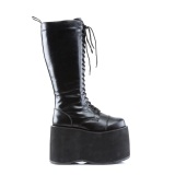 Vegan 14,5 cm MEGA-602 cyberpunk kniehohe plateaustiefel herren schwarz