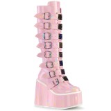 Vegan 14 cm SWING-815 buckle boots - alternative boots platform rose