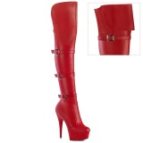 Vegan 15 cm DELIGHT-3018 overknee stiefel mit schnallen rote