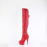 Vegan 15 cm DELIGHT-3018 overknee stiefel mit schnallen rote