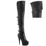 Vegan 15 cm DELIGHT-3018 overknee stiefel mit schnallen schwarze