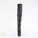 Vegan 15 cm DELIGHT-3018 overknee stiefel mit schnallen schwarze
