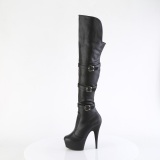 Vegan 15 cm DELIGHT-3018 overknee stiefel mit schnallen schwarze