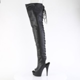 Vegan 15 cm DELIGHT-4019 high heeled thigh high boots open toe with lace up