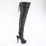 Vegan 15 cm DELIGHT-4019 open toe overknee stiefel mit schnürung