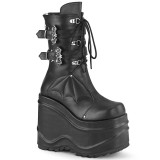 Vegan 15 cm WAVE-150 demoniacult wedge keilstiefel mit plateau