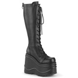 Vegan 15 cm WAVE-200 demoniacult knee boots wedges platform