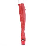 Vegan 18 cm ADORE-3019 red high heeled thigh high boots open toe with lace up