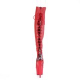 Vegan 18 cm ADORE-3019 red high heeled thigh high boots open toe with lace up