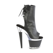 Vegan 18 cm SPECTATOR-1018 Exotic platform peep toe ankle boots black