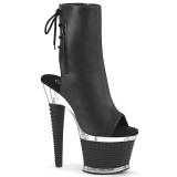 Vegan 18 cm SPECTATOR-1018 exotic platform peeptoe boots schwarz