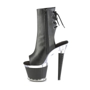 Vegan 18 cm SPECTATOR-1018 exotic platform peeptoe boots schwarz