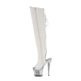 Vegan 18 cm SPECTATOR-3019 Weisse overknee high heels stiefel