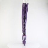 Vegan 18 cm SPECTATOR-3030 lila open toe overknee stiefel mit schnürung