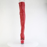 Vegan 18 cm SPECTATOR-3030 rote open toe overknee stiefel mit schnürung