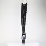 Vegan 18 cm SPECTATOR-3030 schwarze open toe overknee stiefel mit schnürung
