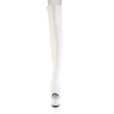 Vegan 18 cm SPECTATOR-3030 weisse open toe overknee stiefel mit schnürung