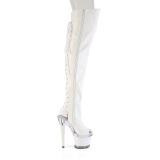 Vegan 18 cm SPECTATOR-3030 weisse open toe overknee stiefel mit schnürung