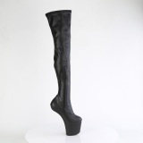 Vegan 20 cm CRAZE-3000 Heelless overknee damenstiefel pony heels schwarze