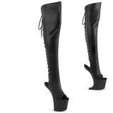 Vegan 20 cm CRAZE-3019 Heelless overknee damenstiefel pony heels schwarze